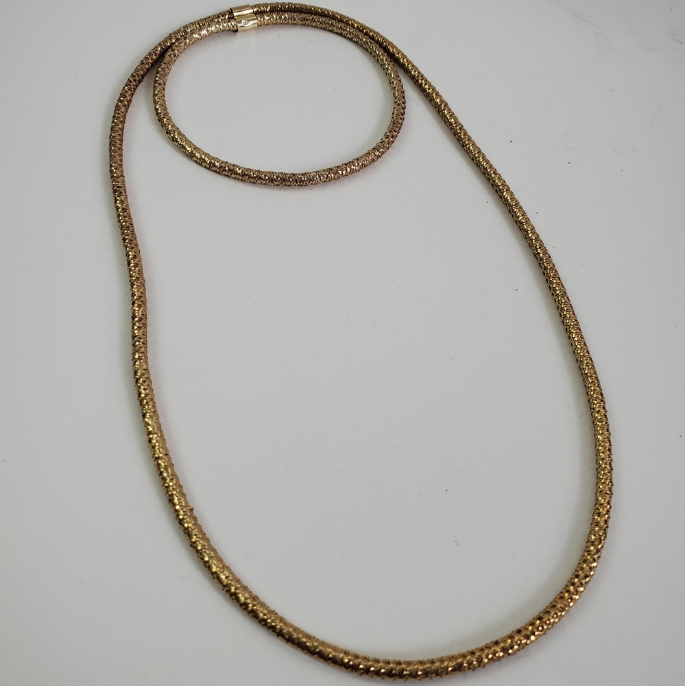 Gold Mesh Weave Sterling Silver 925 Necklace & Bracelet